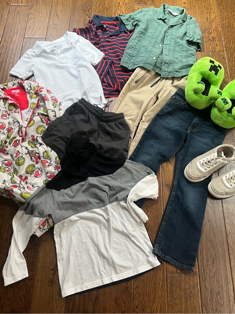 Boy’s size 7-8 clothing bundle and size 4-5 shoes
